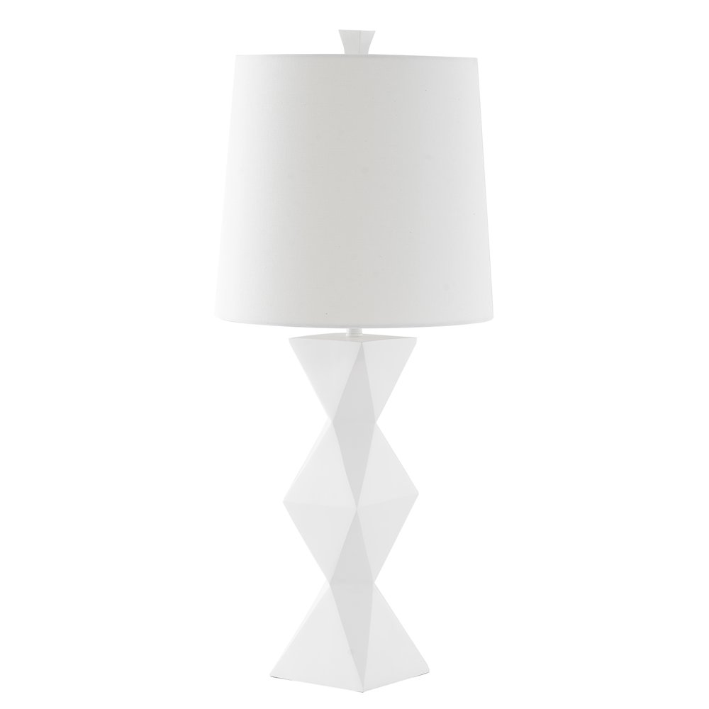 1-Light White Polyresin Base Table Lamp With A White Drum Linen Shade. Picture 2