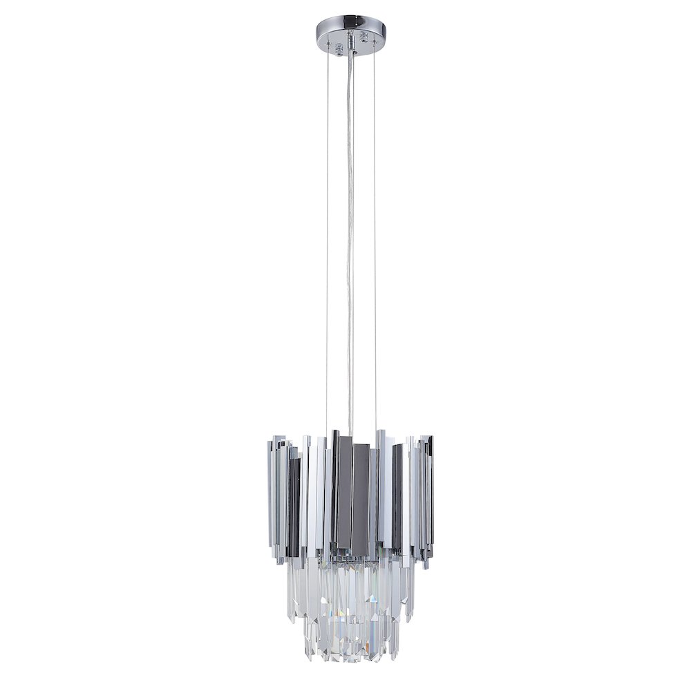 4-Light Chrome Stainless Steel Pendant With Clear Crystals. Picture 2