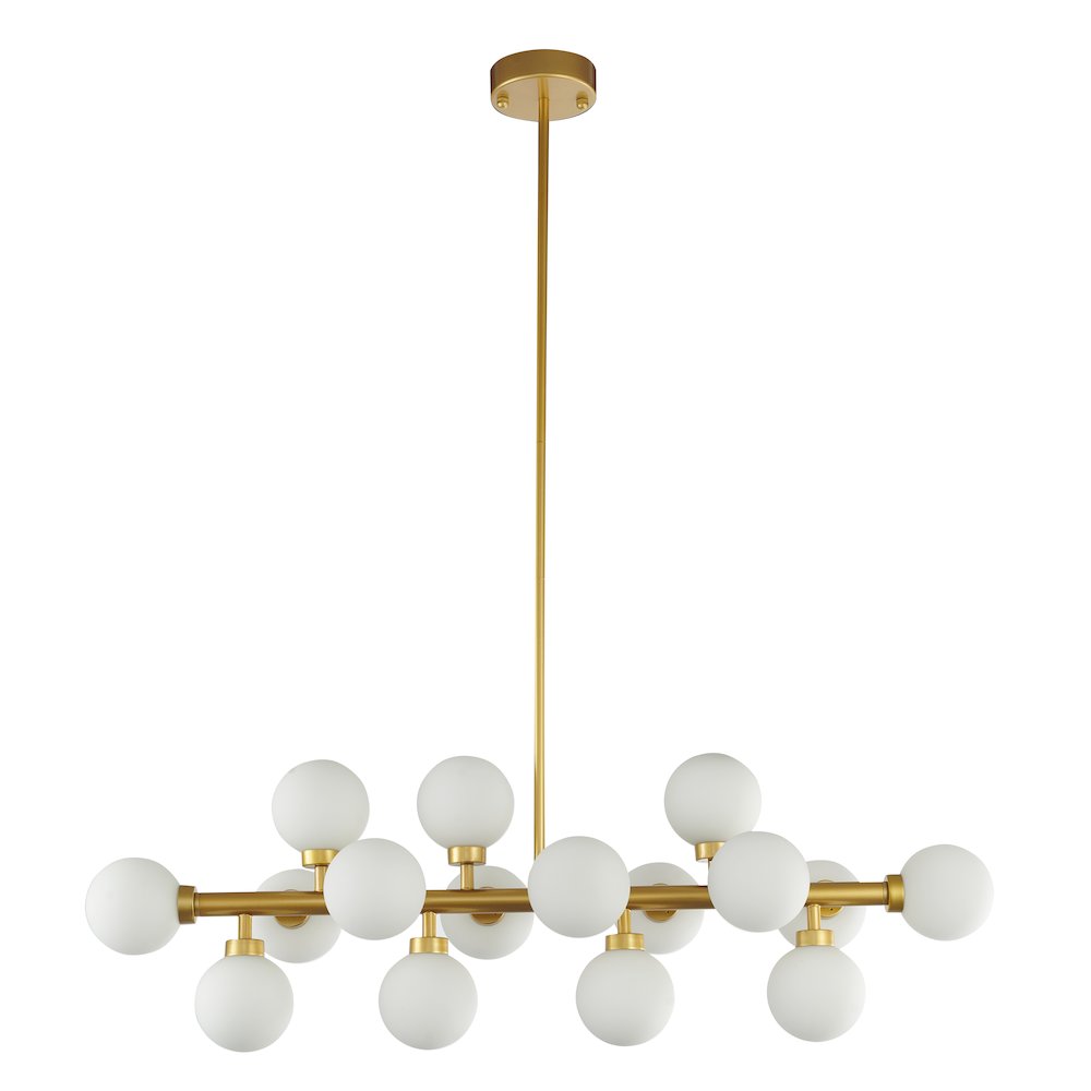 16-Light Gold Metal Chandelier With Milk White Glass Shades. Picture 2