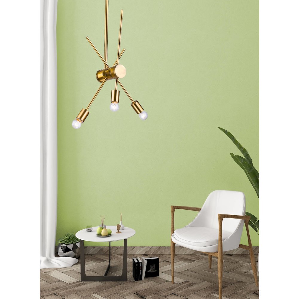3-Light Gold Chandelier With Adjustable Arms. Picture 2