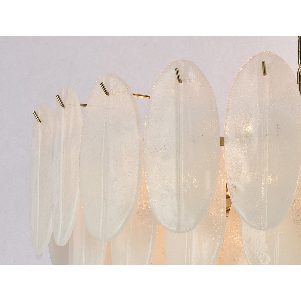 22-Light Brass Chandelier With Frosted Petal Glass. Picture 3