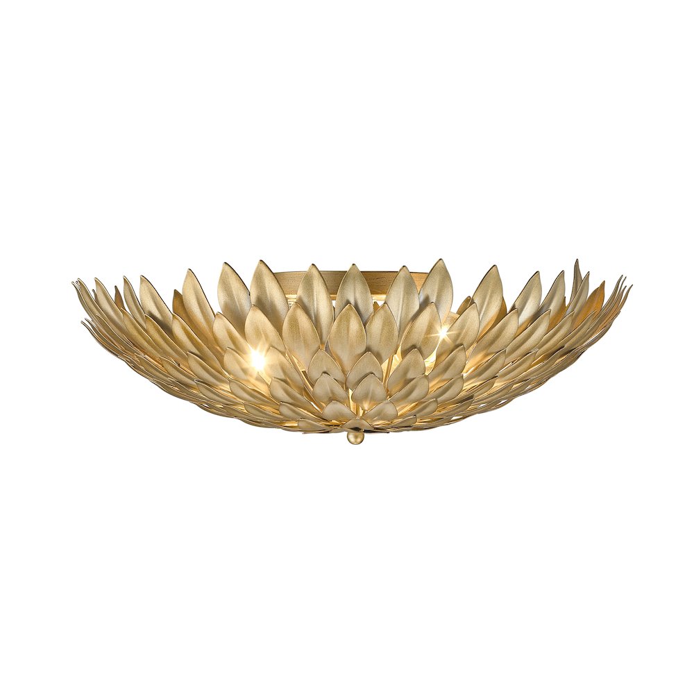 3-Light Gold Leaf Petal Flush Mount. Picture 3