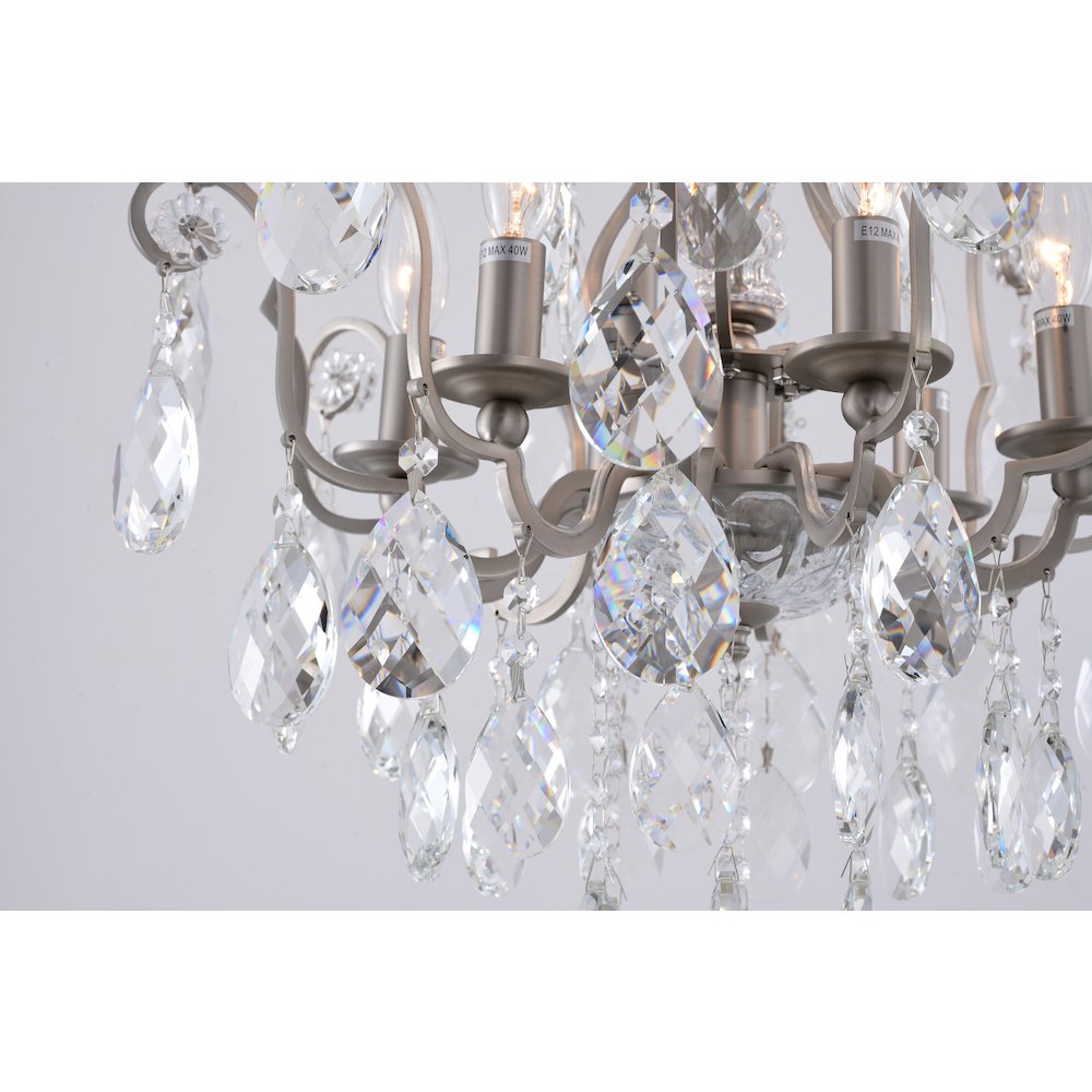 6-Light Pewter Chandelier With Clear Crystals. Picture 2