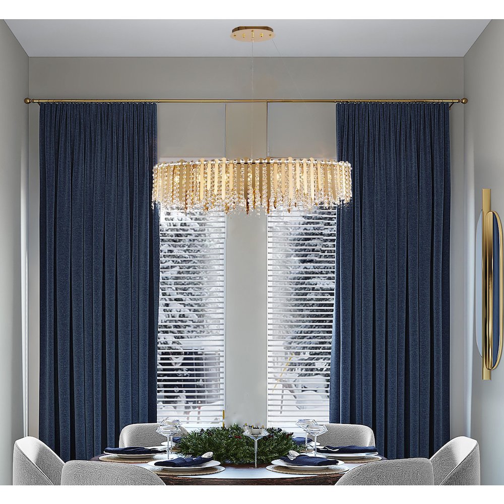 16-Light Gold Stainless Steel Chandelier With Clear Crystal Beads. Picture 5