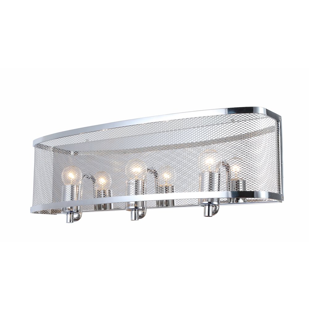 3-Light Chrome Wall Sconce With A Metal Mesh Shade. Picture 1