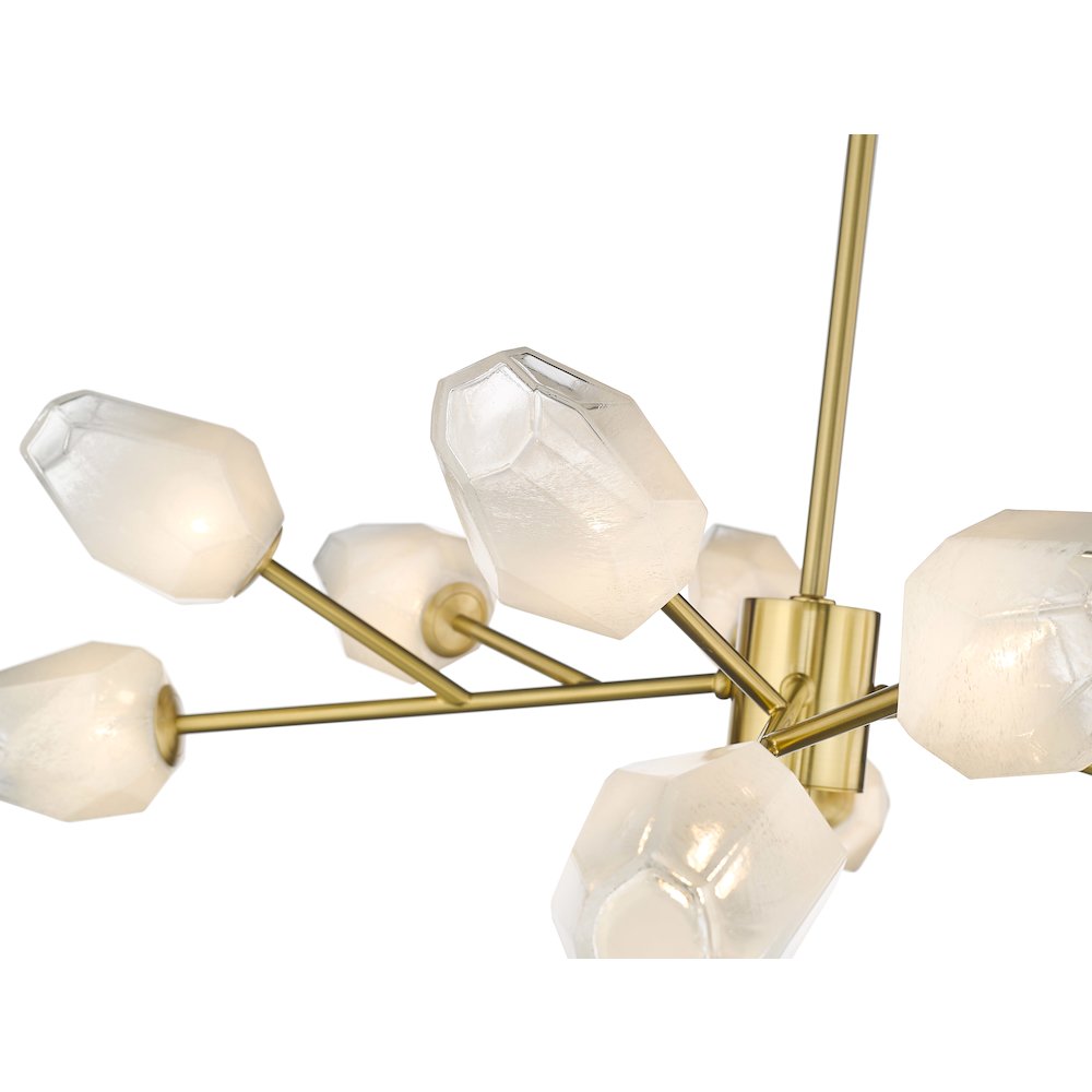 12-Light Gold Chandelier With White Glass Shades. Picture 4