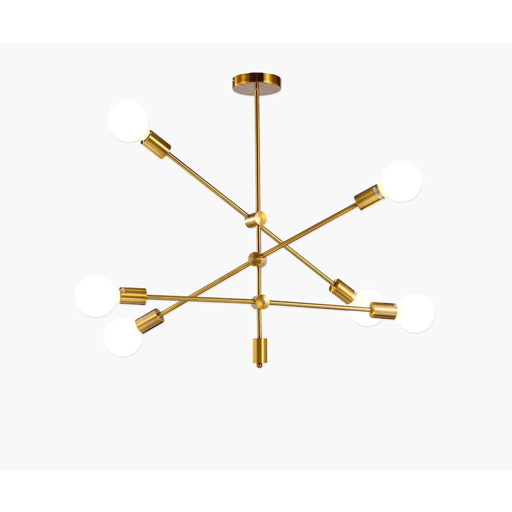 6-Light Antique Gold Metal Sputnik Chandelier. Picture 1
