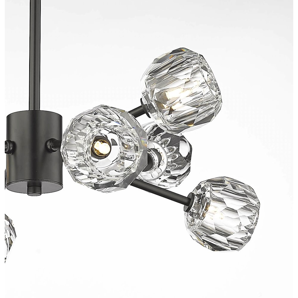 8-Light Black Chandelier With Clear Crystal Shades. Picture 5