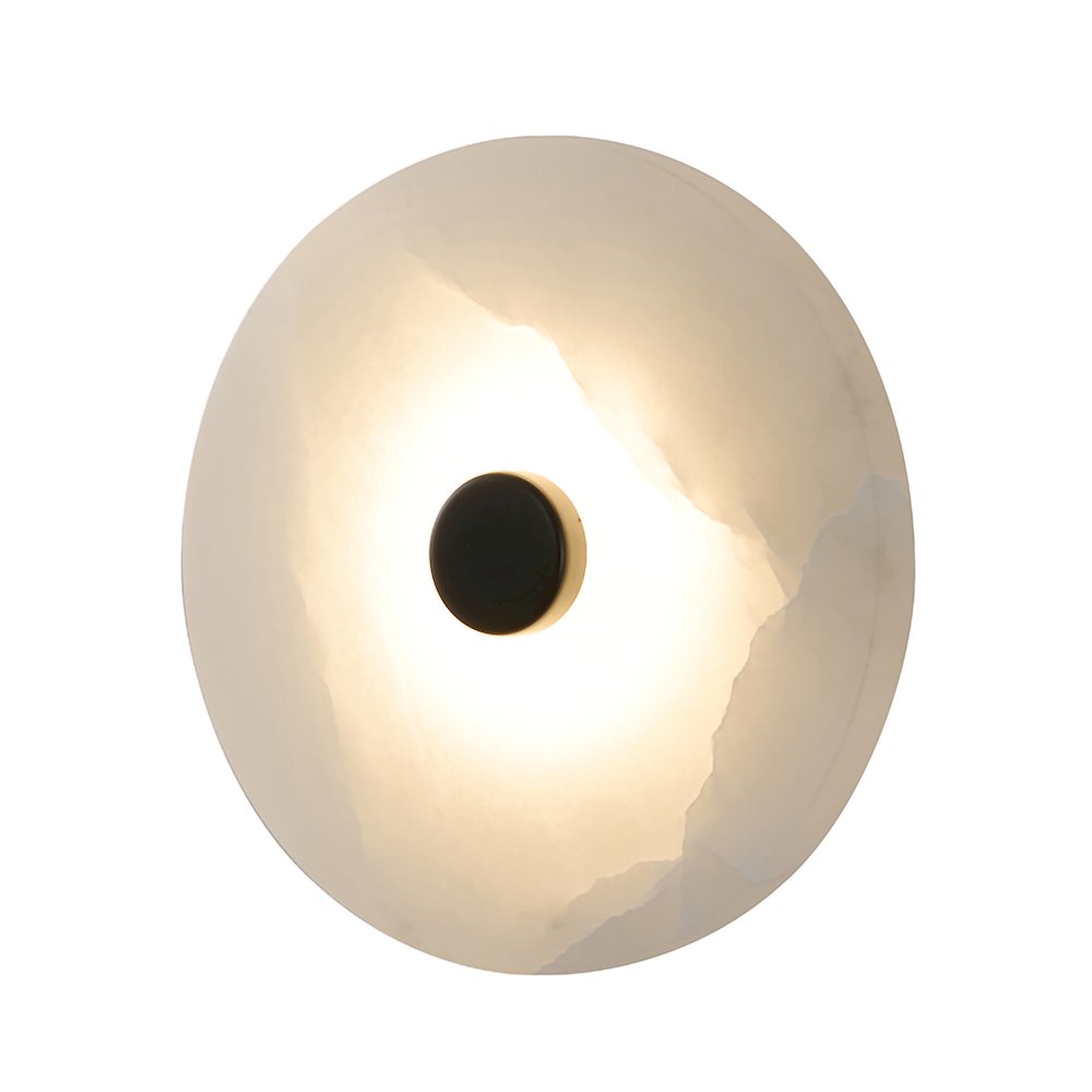 1-Light Satin Black Metal LED Wall Sconce With A Alabaster Shade. Picture 1