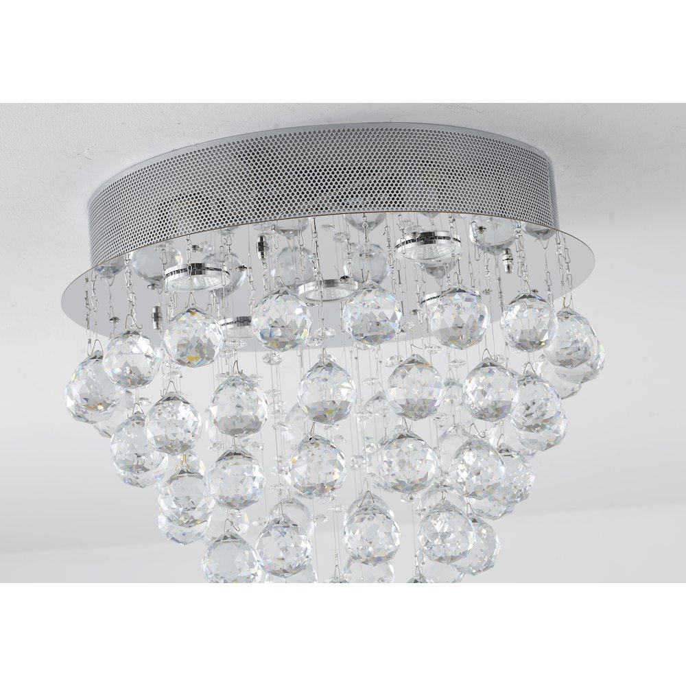 6-Light Chrome Flush Mount With Clear Crystals. Picture 2