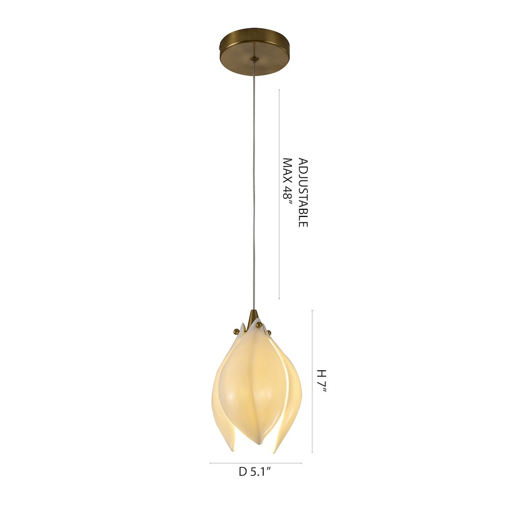 1-Light Bronze Single Pendant With A Cream Ceramic Flower. Picture 7