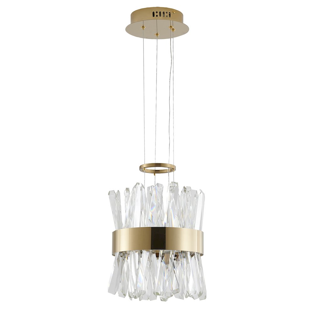 2-Light Gold LED Chandelier With Clear Crystals. Picture 2