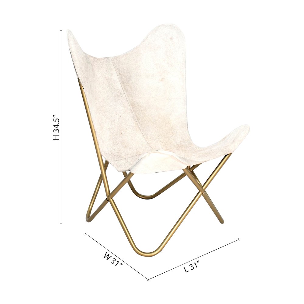 Gold Stainless Steel Chair With Grey And White Hairline Leather. Picture 3