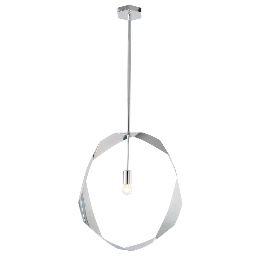 1-Light Chrome Twisted Ring Pendant. Picture 1