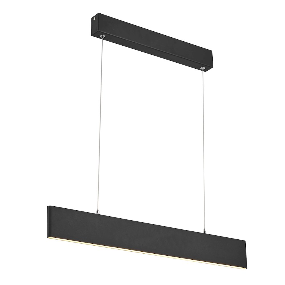 1-Light Matte Black LED Chandelier In A Rectangular Shape. Picture 1