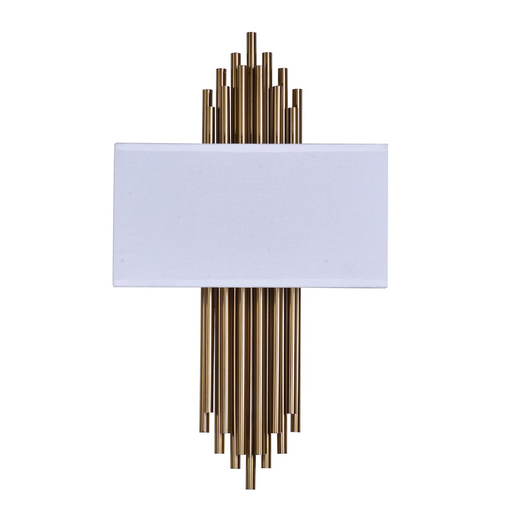 2-Light Gold Rod Wall Sconce With A White Shade. Picture 3