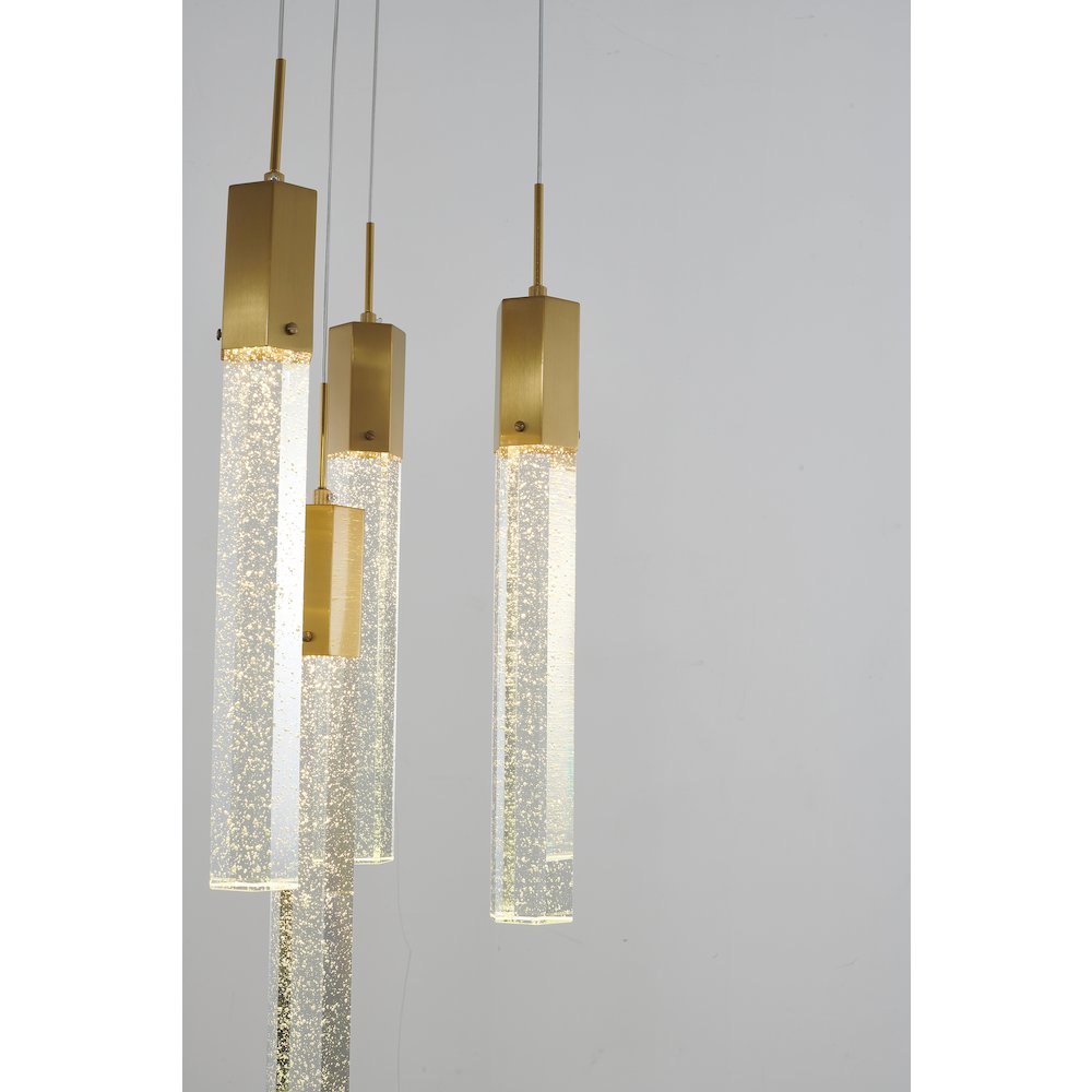 5-Light Gold Chandelier With A clear bubble Crystal. Picture 4