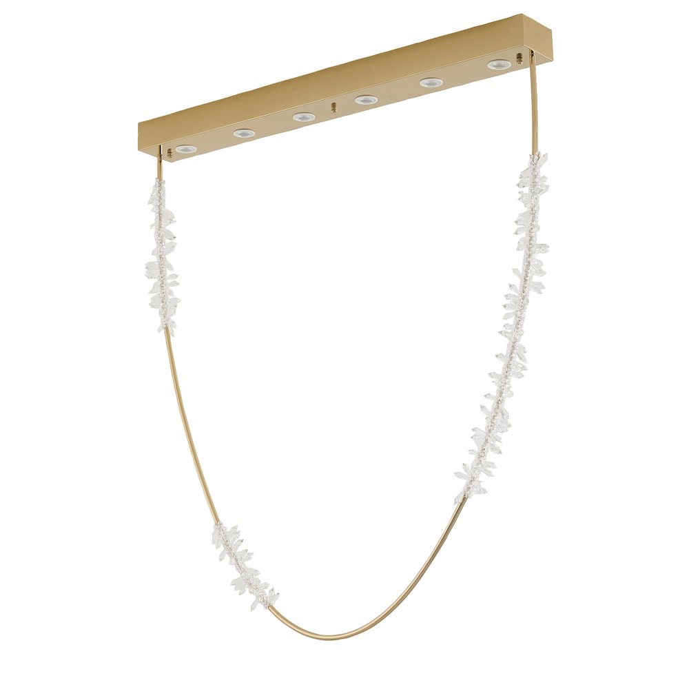 9-Light Gold LED Chandelier With Clear Crystal Details. Picture 2