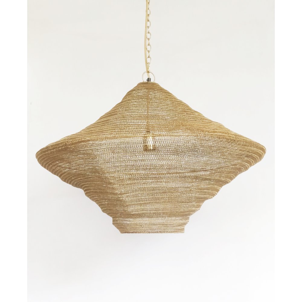 1-Light Gold Pendant With A Chain Basket Shade. Picture 3