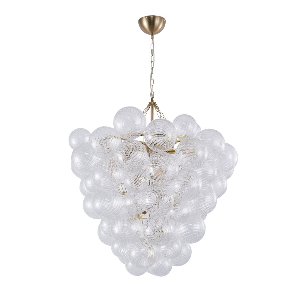 8-Light Brass Chandelier With Clear Swirl Glass Shade. Picture 2