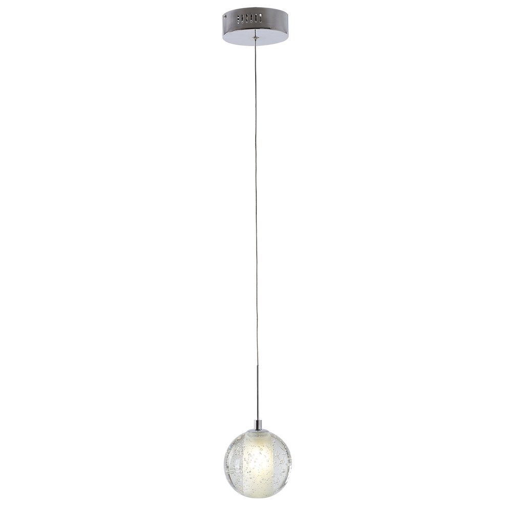 1-Light Chrome Single Pendant With A Clear Bubble Shade. Picture 1