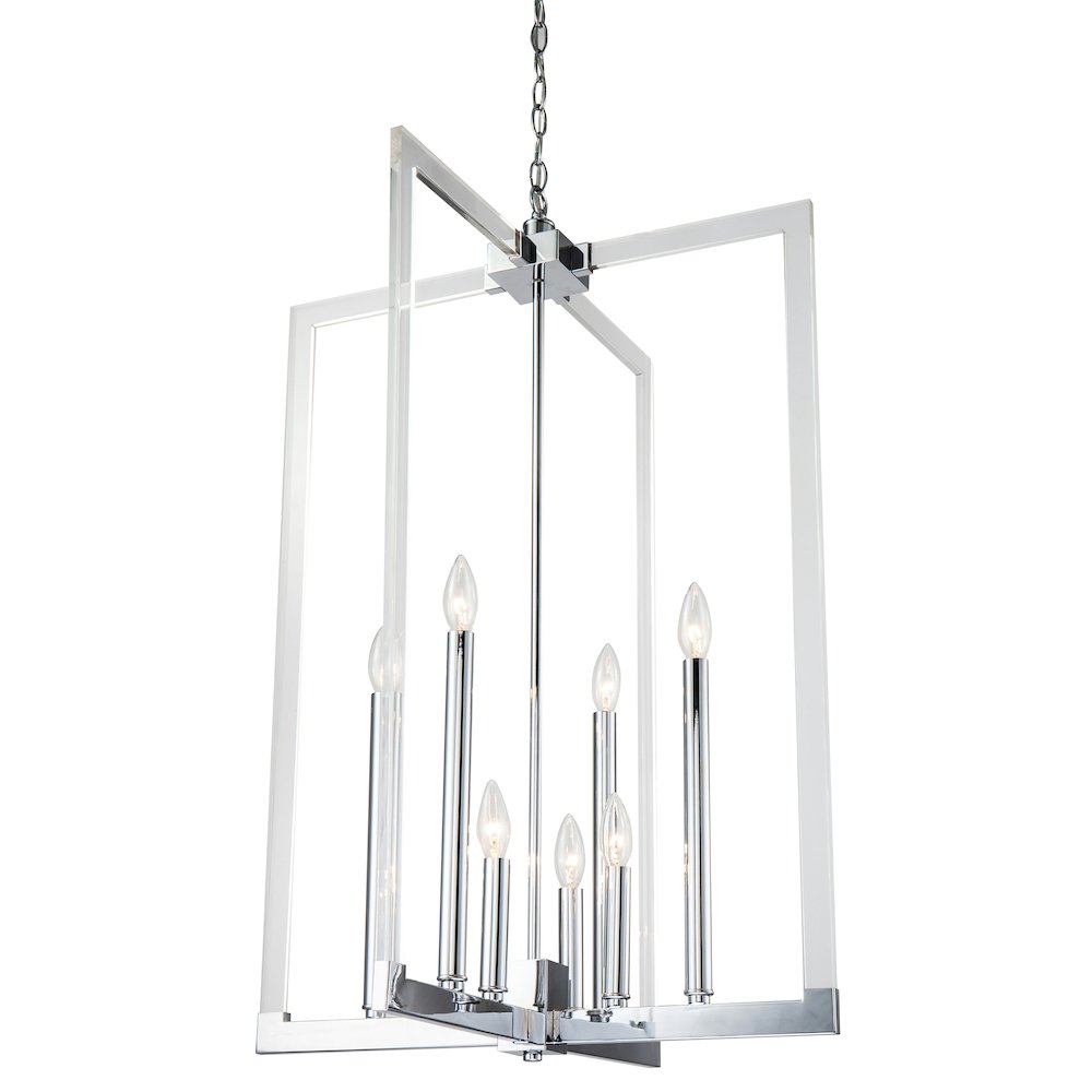 8-Light Chrome Metal Chandelier With Clear Acrylic Arms. Picture 1