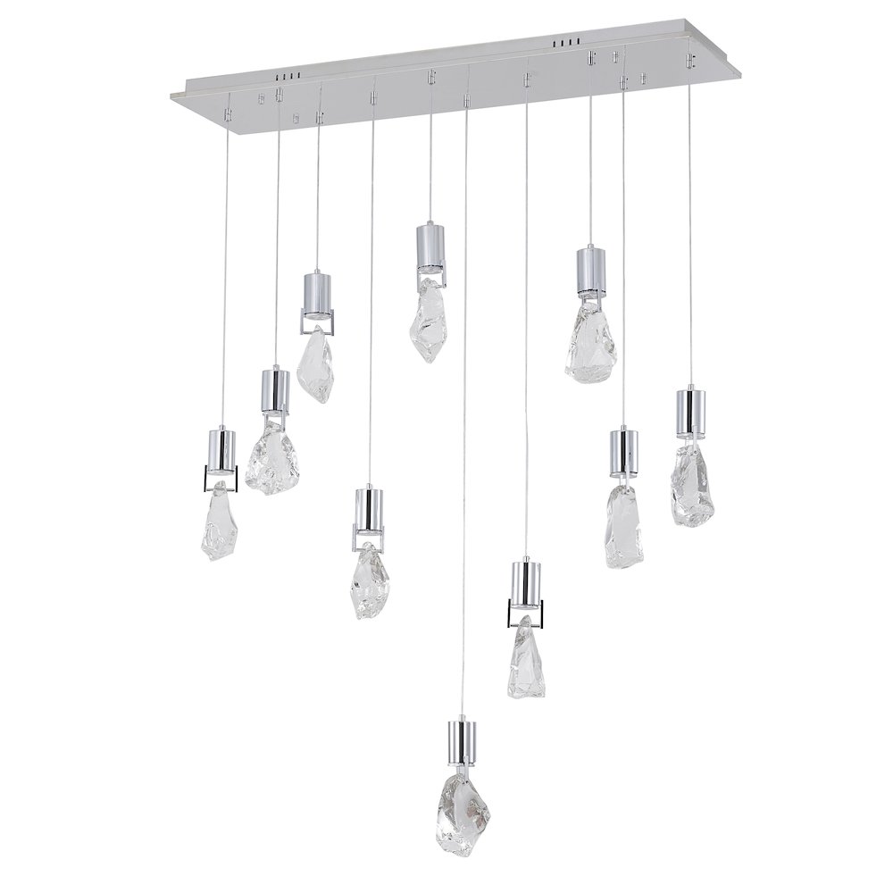 10-Light Chrome Chandelier With Clear Crystal Stones. Picture 2