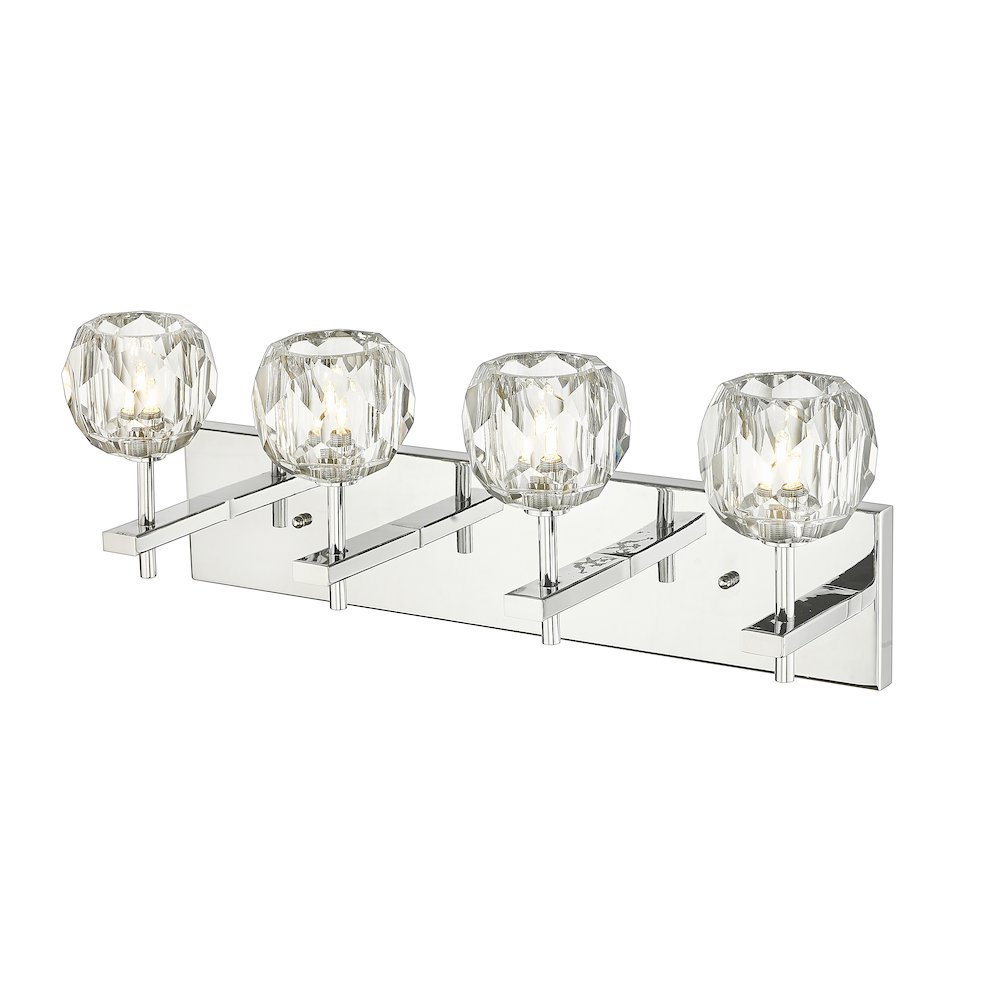 4-Light Chrome Wall Sconce With Clear Crystal Shades. Picture 2