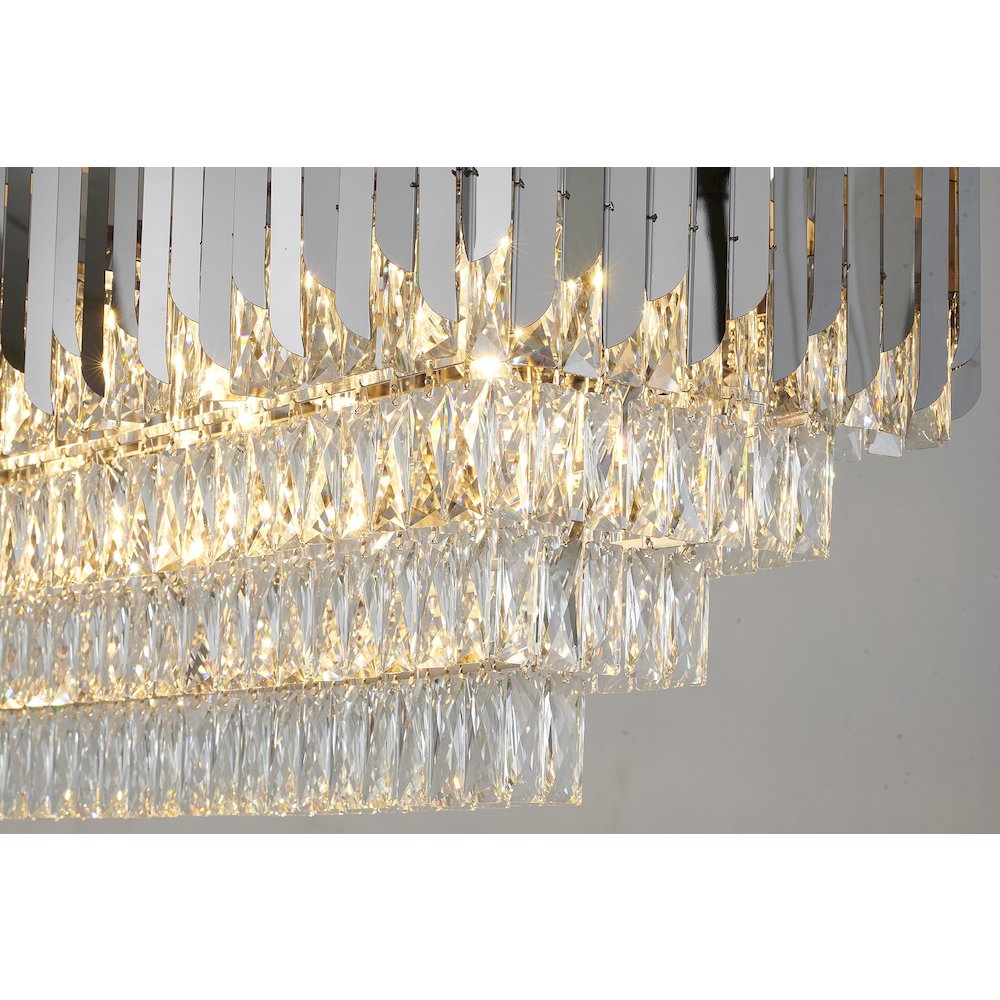 14-Light Chrome Stainless Steel Chandelier With Clear Crystal Accents. Picture 4