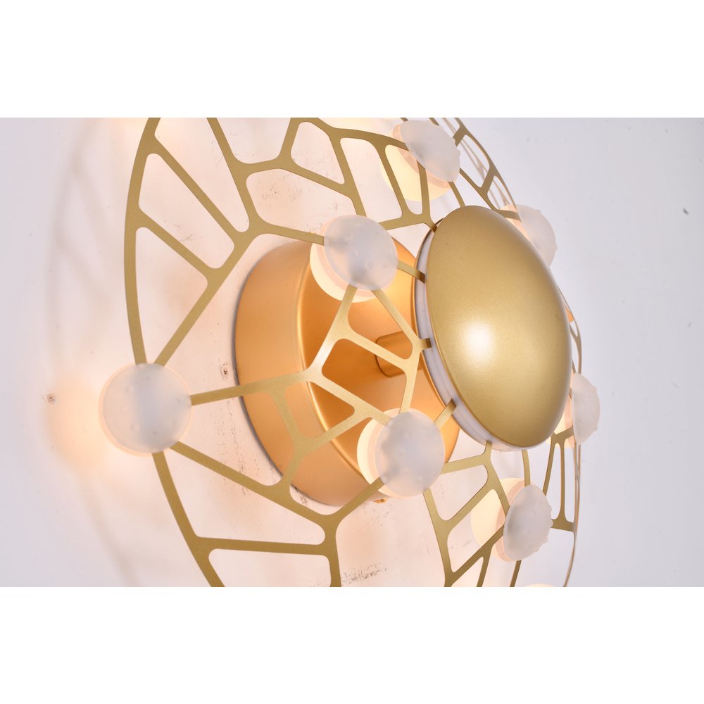12-Light Gold LED Wall Sconce With Acrylic Diffusers. Picture 4