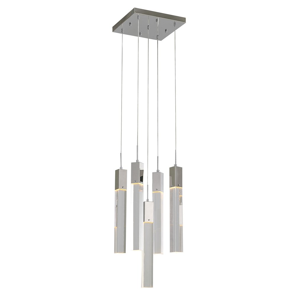 5-Light Chrome Chandelier With A Clear Crystal. Picture 1