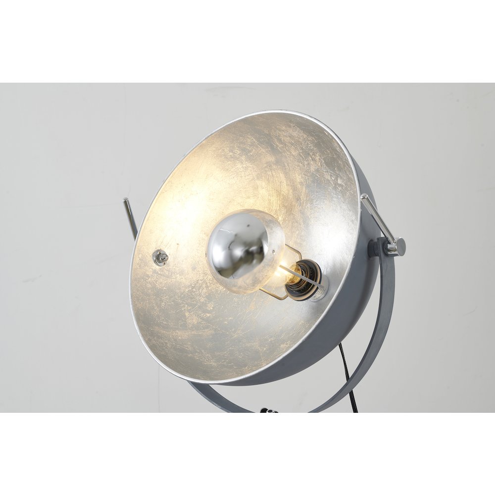 1-Light Grey Metal Floor Lamp With A Silver Leaf Interior Shade. Picture 3