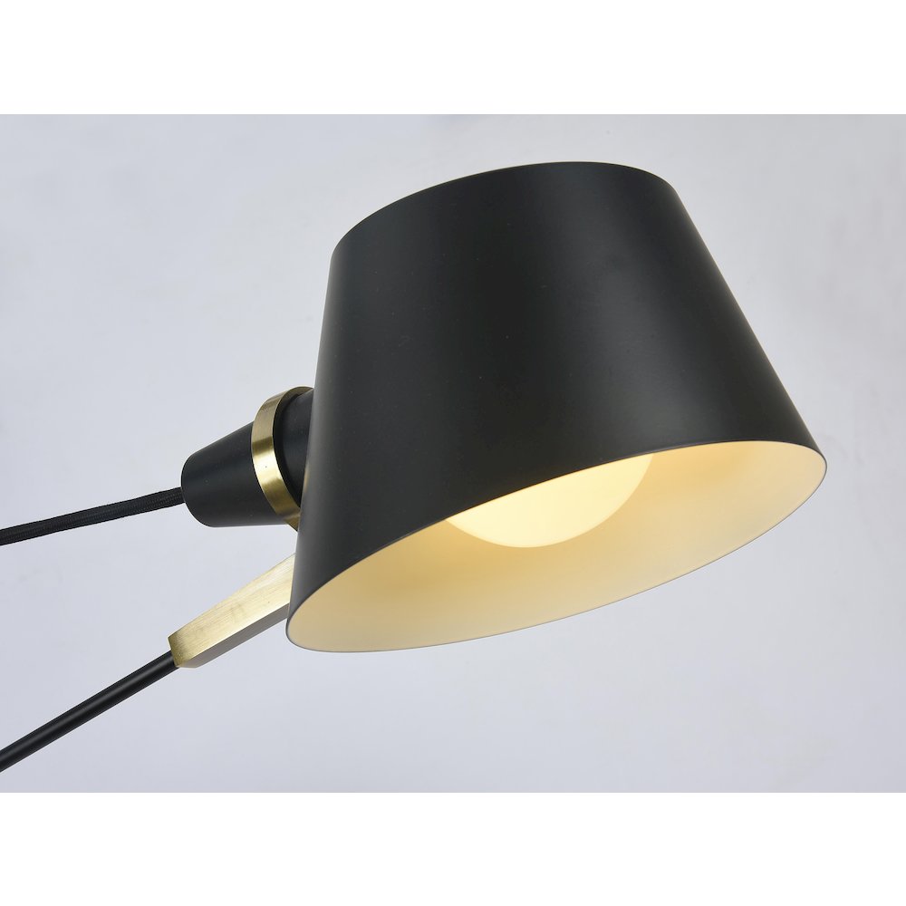 3-Light Black Iron Chandelier With Black Aluminum Shades. Picture 3
