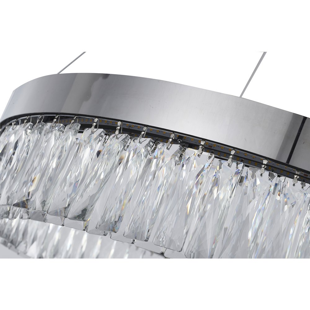 1-Light Chrome LED Chandelier With Clear Crystal Accents. Picture 4