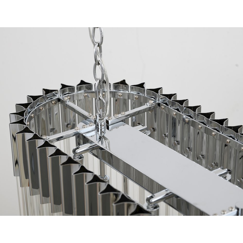 12-Light Chrome Chandelier With Clear Crystals. Picture 3