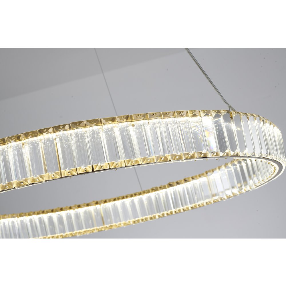 1-Light Gold Steel LED Chandelier With Crystals. Picture 2