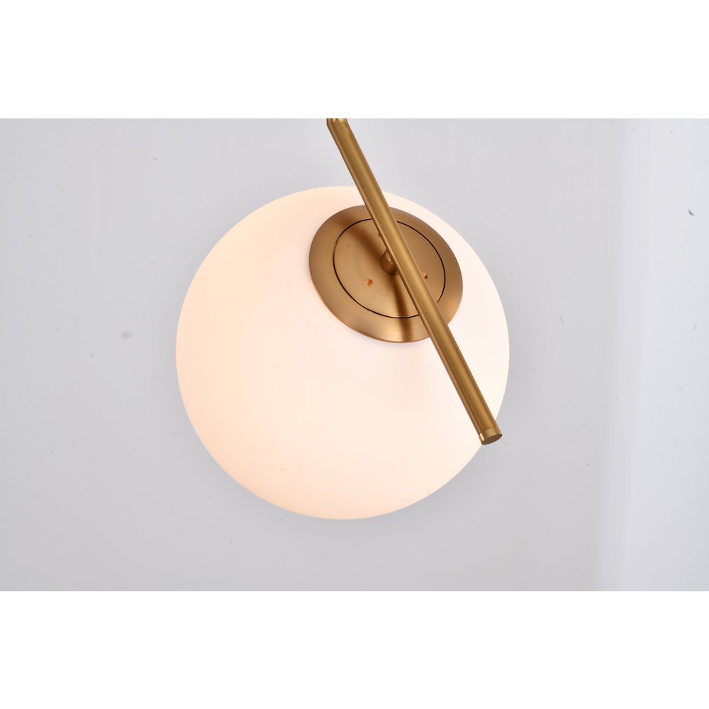 1-Light Brass Iron Single Pendant With A Milk White Glass Shade. Picture 3