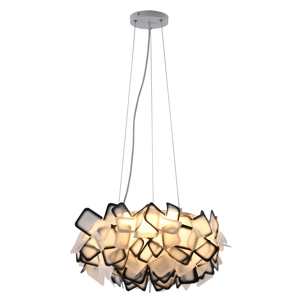 1-Light White And Black Acrylic Cloud LED Chandelier. Picture 1