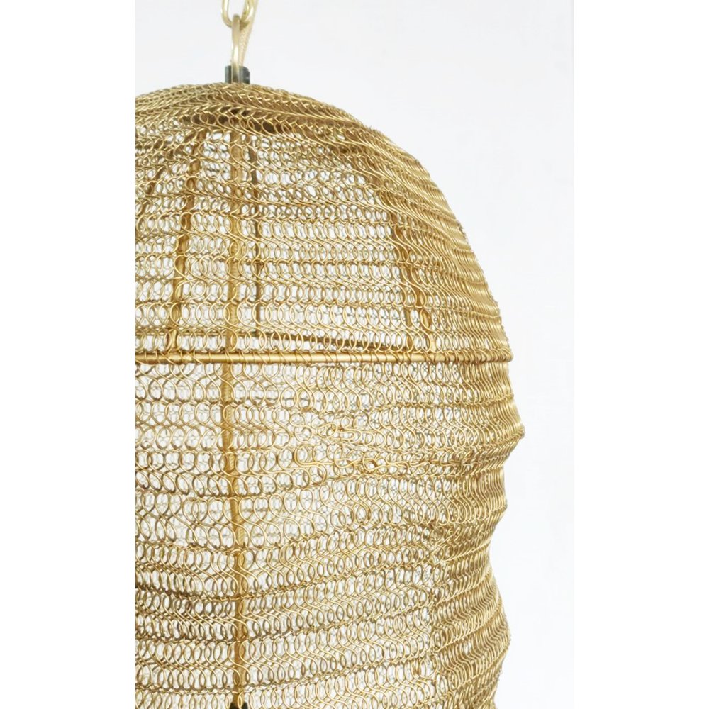 1-Light Gold Pendant With A Chain Basket Shade. Picture 2
