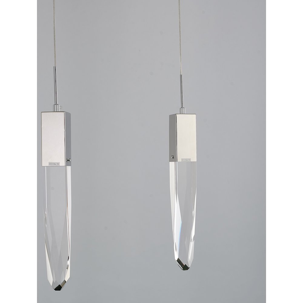3-Light Chrome Island Lighting With A Clear iceberg Crystal. Picture 3