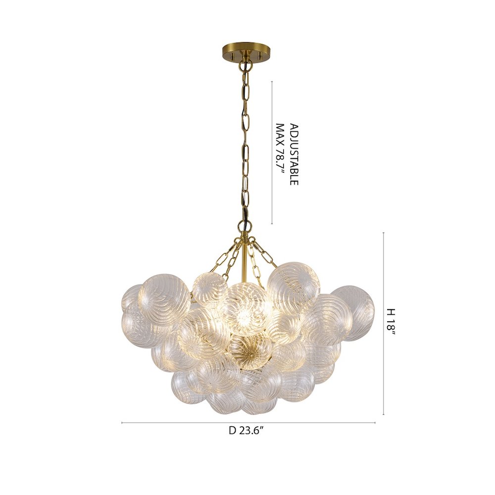 8-Light Brass Chandelier With Clear Swirl Glass Accents. Picture 5