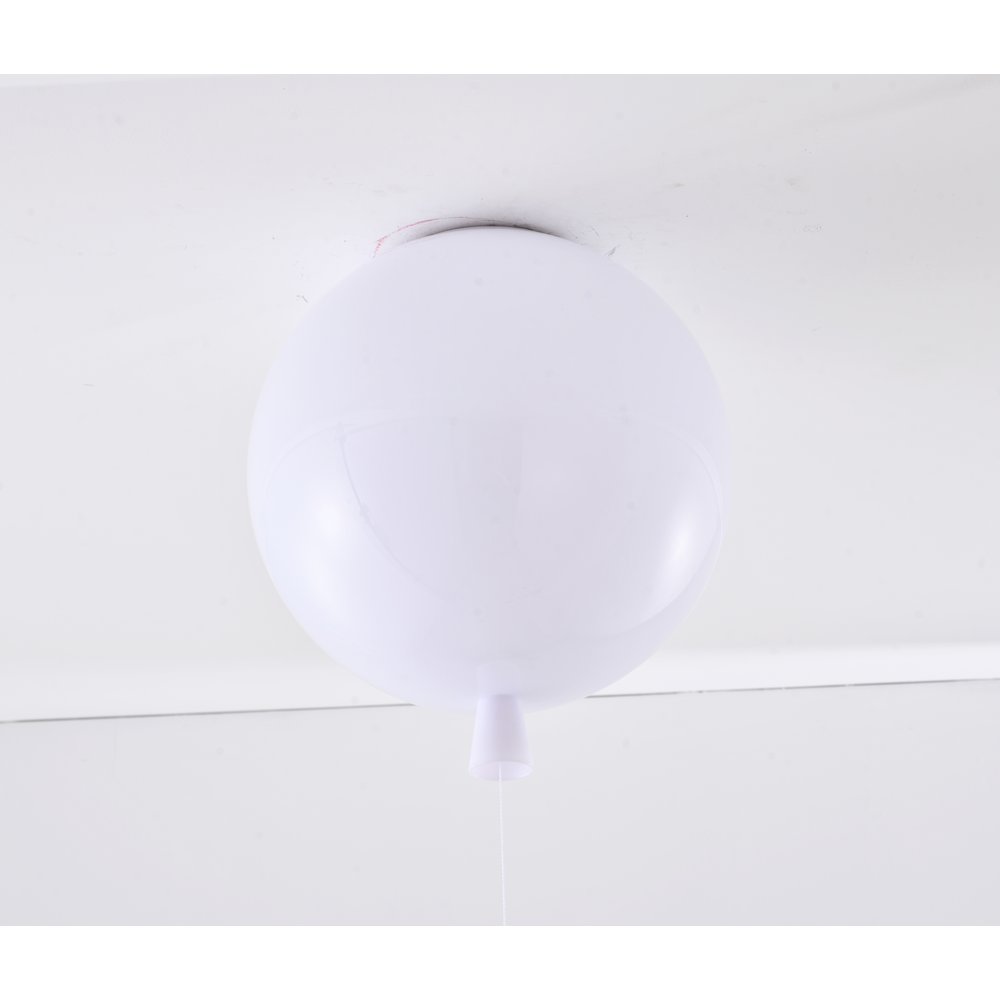 1-Light white acrylic semi flush mount in a balloon shape. Picture 4