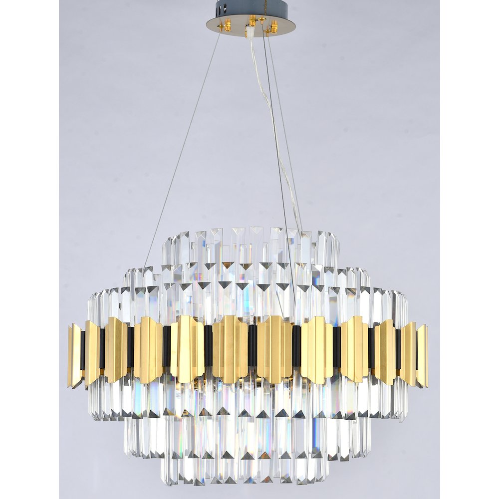 18-Light Gold Stainless Steel Chandelier With Clear Crystal Accents. Picture 2