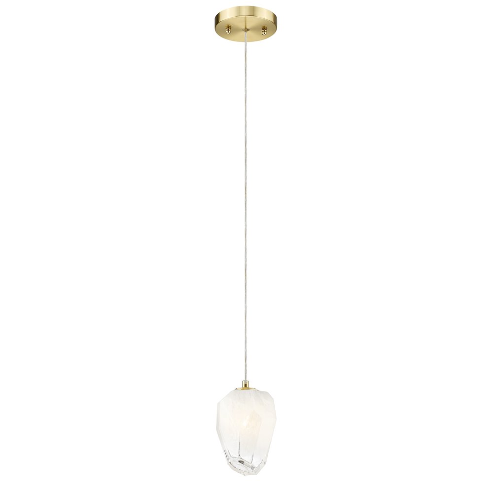 1-Light Gold Pendant With A White Glass Shade. Picture 2