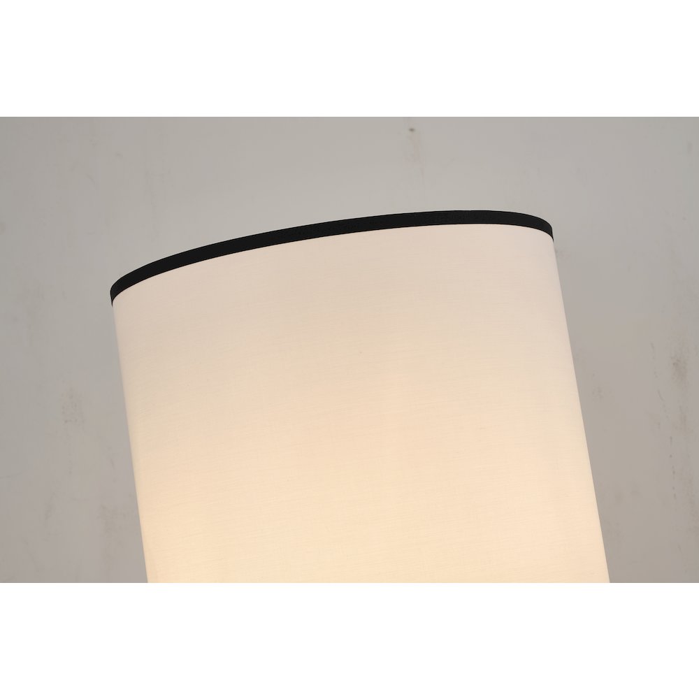 2-Light Black And Satin Brass Floor Lamp With A White Linen Shade. Picture 3