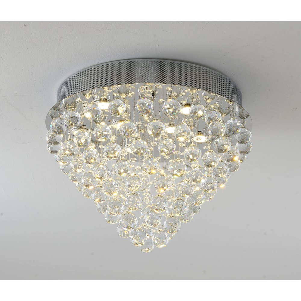 9-Light Chrome Flush Mount With Clear Crystals. Picture 3