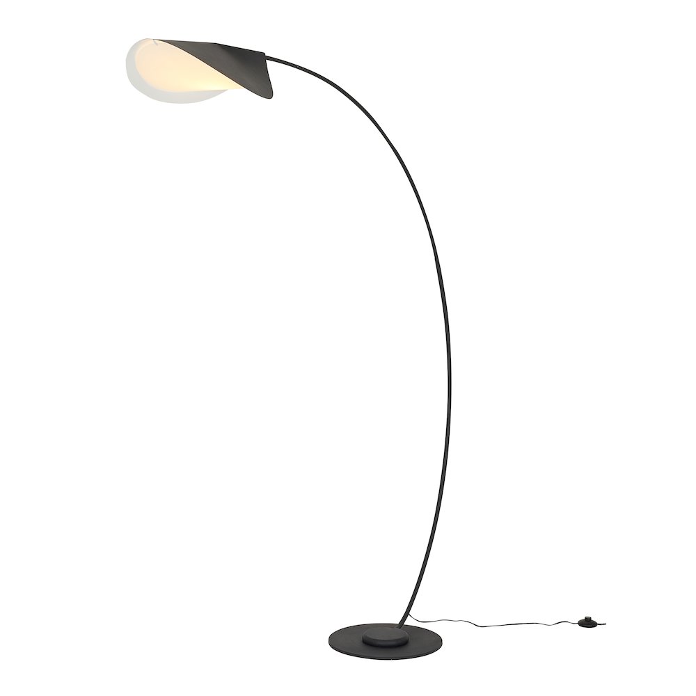 1-Light Matte Black Die Cast Arched Floor Lamp With An Acrylic Shade. Picture 1