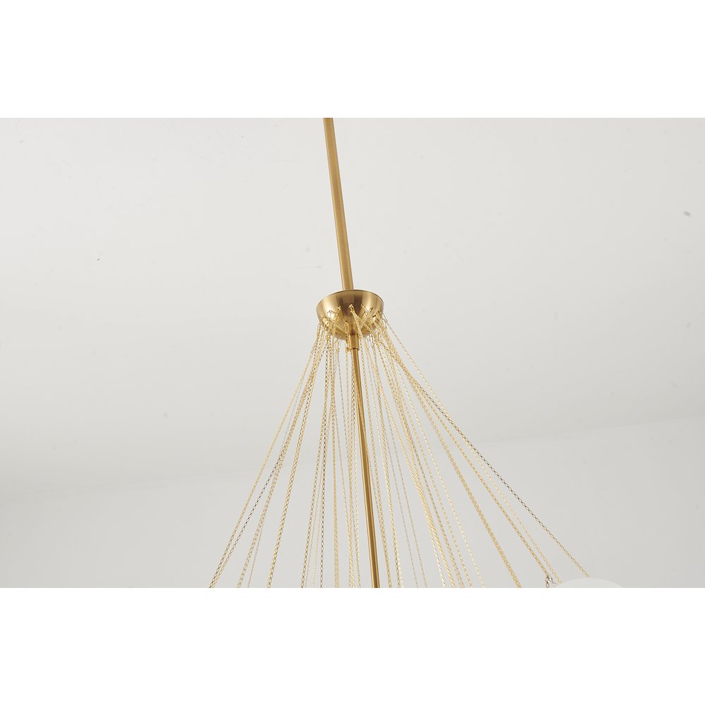 3-Light Gold Chandelier With White Frosted Glass Shades. Picture 5