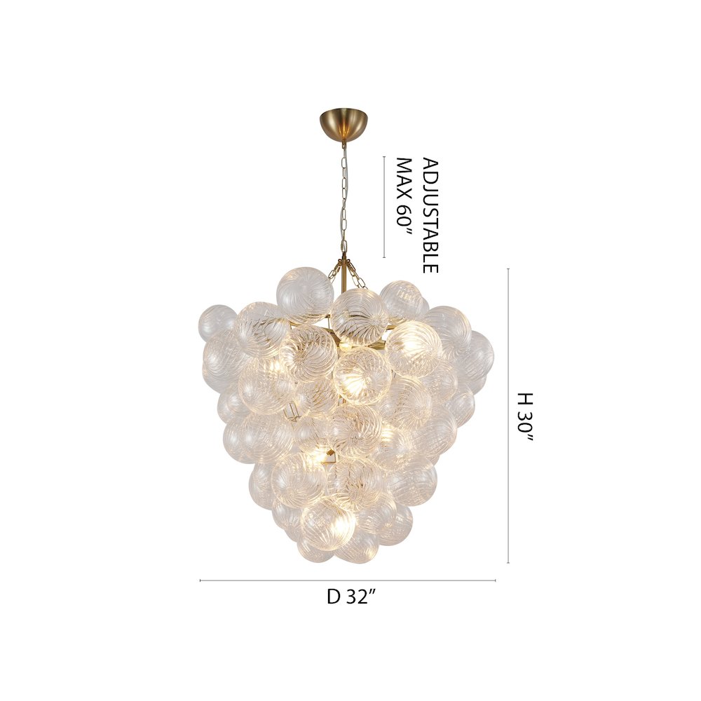 8-Light Brass Chandelier With Clear Swirl Glass Shade. Picture 5