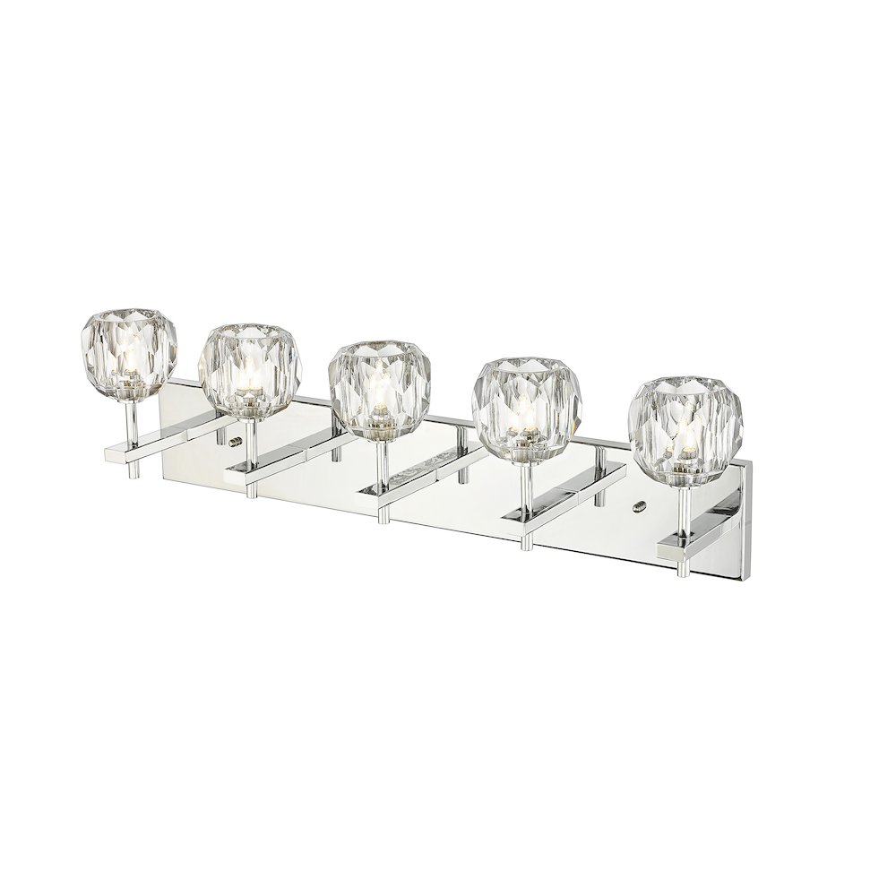 5-Light Chrome Wall Sconce With Clear Crystal Shades. Picture 3